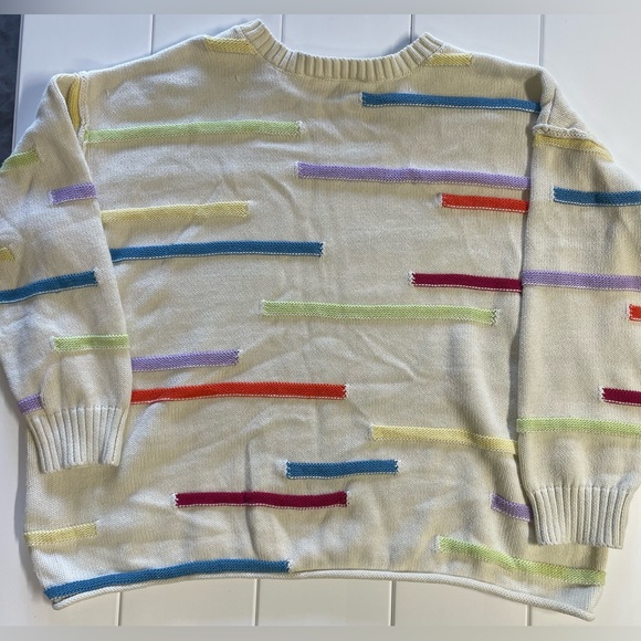 Peace Love World 100% Cotton Novelty Stitch Crew Neck Sweater, Size 1X, EUC - Picture 9 of 9